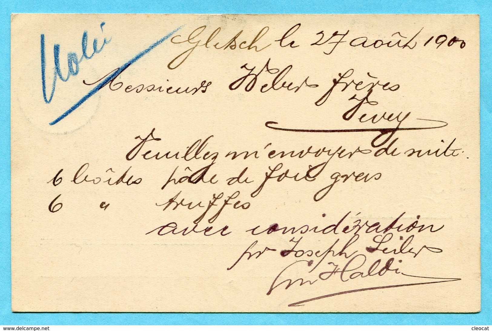 Postkarte Von Gletsch Nach Vevey 1900 - Absender: Hotel Du Glacier Du Rhon - Entiers Postaux