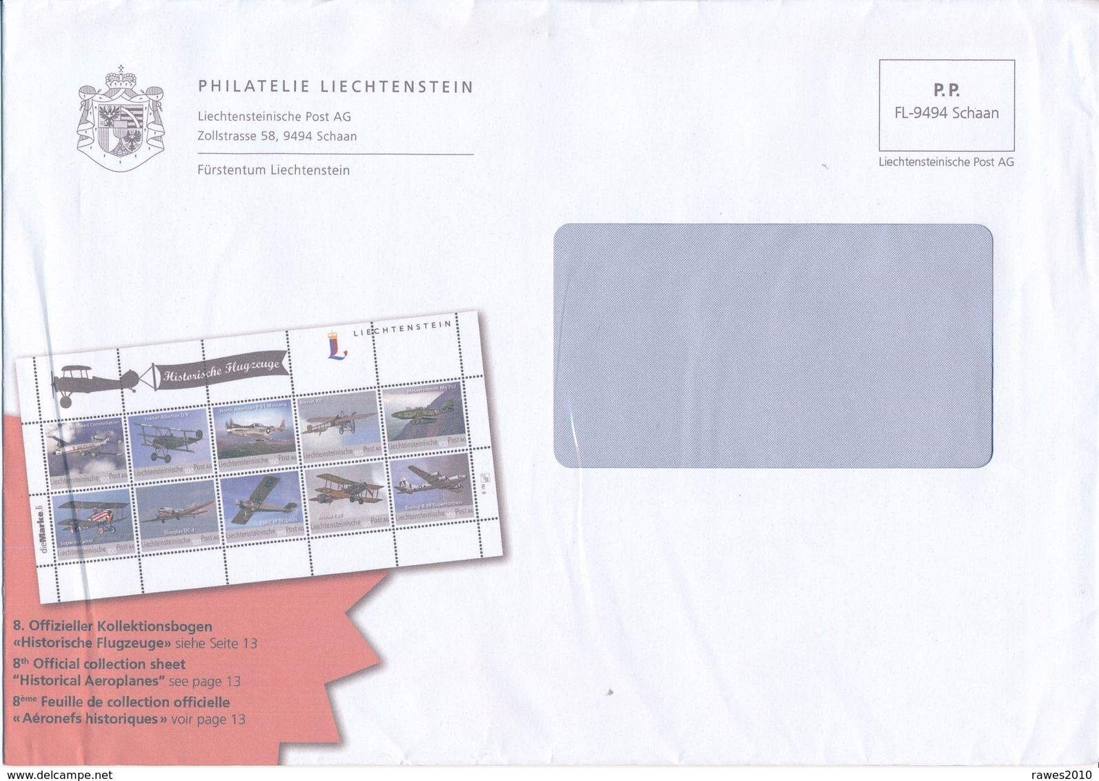 Liechtenstein Schaan P.P. Philatelie Historische Flugzeuge Briefmarken Wappen Adler - Franking Machines (EMA)