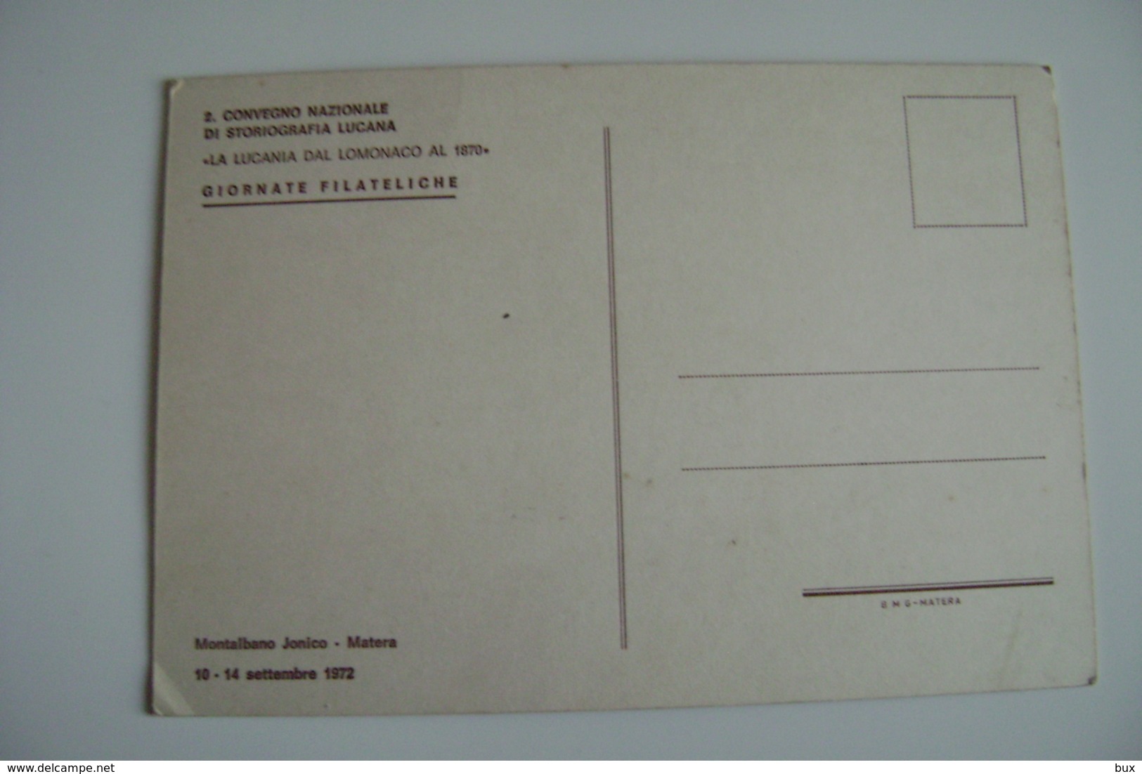 1972 MONTALBANO JONICO  MATERA  CONVEGNO  LA LUCANIA NEL MONDO   EVENTO MANIFESTAZIONE  FILATELICA - Francobolli (rappresentazioni)