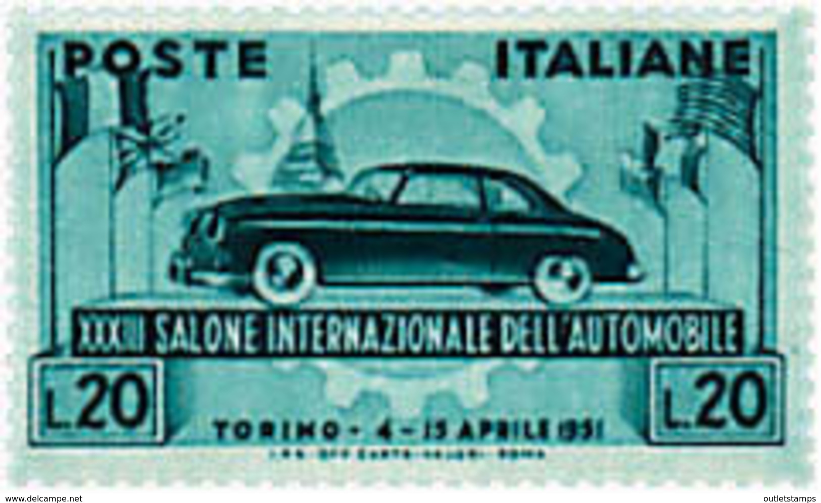 Ref. 305951 * HINGED *  - ITALY . 1951. 33rd INTERNATIONAL AUTOMOBILE EXHIBITION. 33 SALON INTERNACIONAL DEL AUTOMOVIL - 1946-60: Nuevos