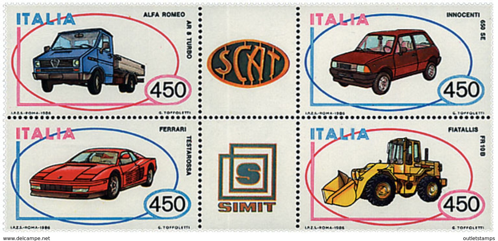 Ref. 6742 * NEW *  - ITALY . 1986. ITALIAN AUTOMOBILES. AUTOMOVILES ITALIANOS - 1981-90:  Nuevos