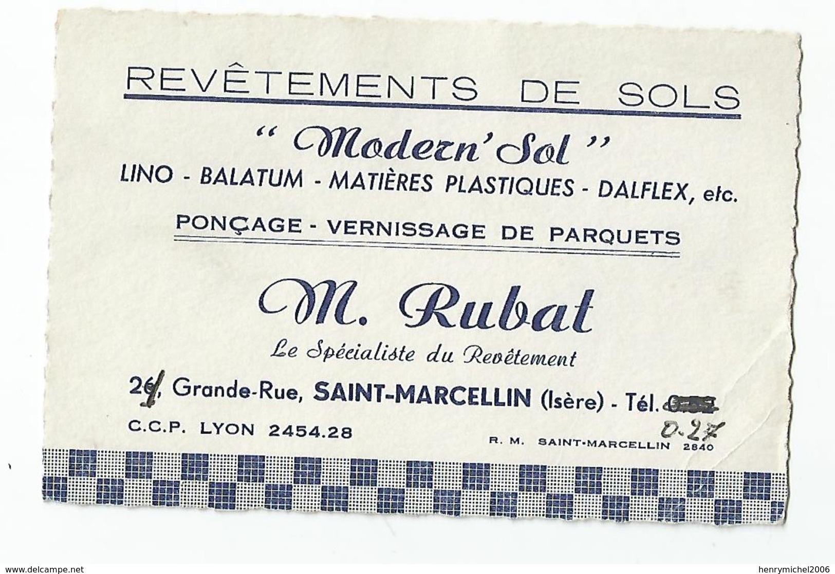 Carte De Visite - St Saint Marcellin Rubat Revetement De Sols Modern'sol - 38 Isère - Visitenkarten