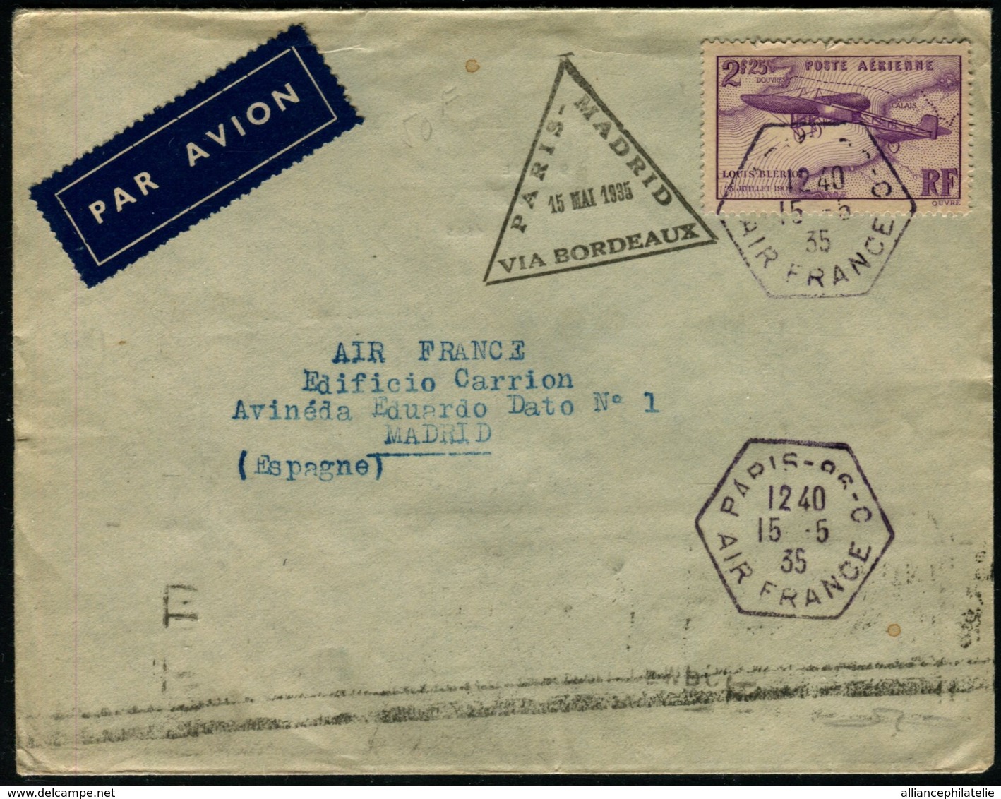 Lot N°7319 France PA N°7 Sur Pli 1er Vol "PARIS-MADRID 15/5/35", Cachets Spéciaux - TB - 1960-.... Lettres & Documents