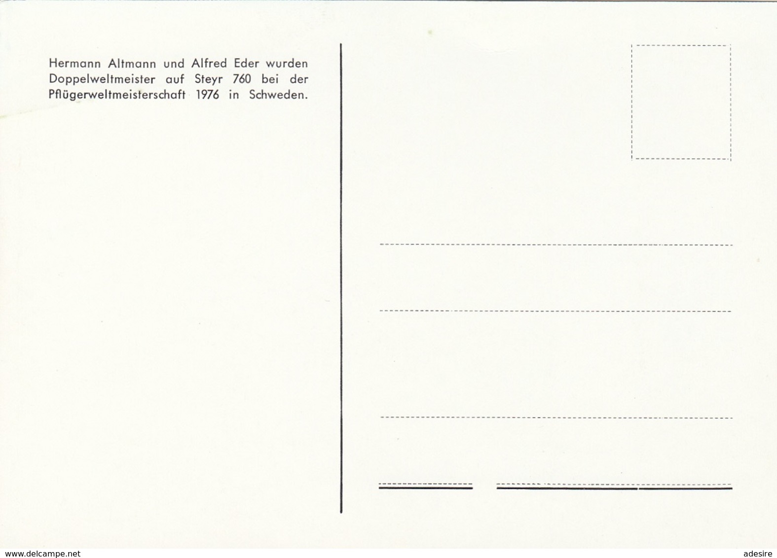 HERMANN ALTMANN U. ALFRED EDER - Orig.Autogramm Auf Karte, Doppelweltmeister Auf Steyr 760 Bei Der Pflügerweltmeister .. - Sonstige & Ohne Zuordnung