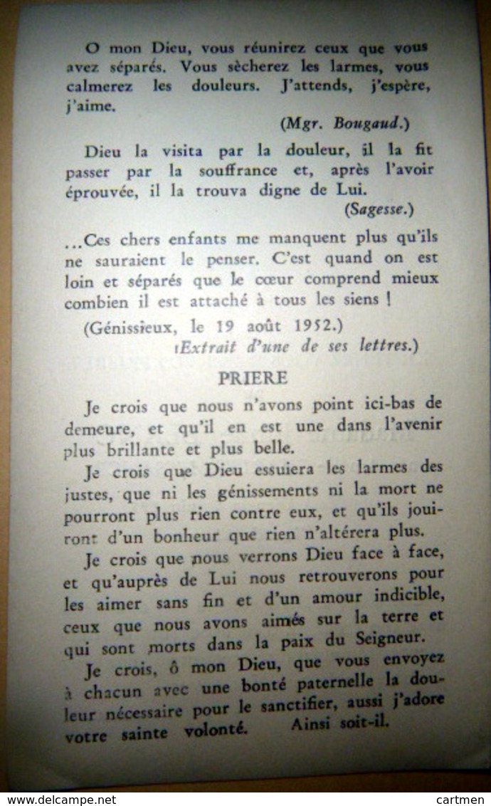 MEMORANDUM  SOUVENIR  MADAME EMILE BLANC NEE AMELIE CHARLES MESSANGE FAIRE PART DECES - Décès