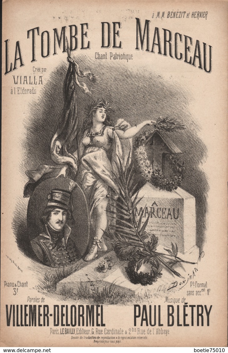 La Tombe De Marceau, Chant Patriotique! Partition Ancienne, Petit Format, Couverture Illustrée De Donjean. - Partitions Musicales Anciennes