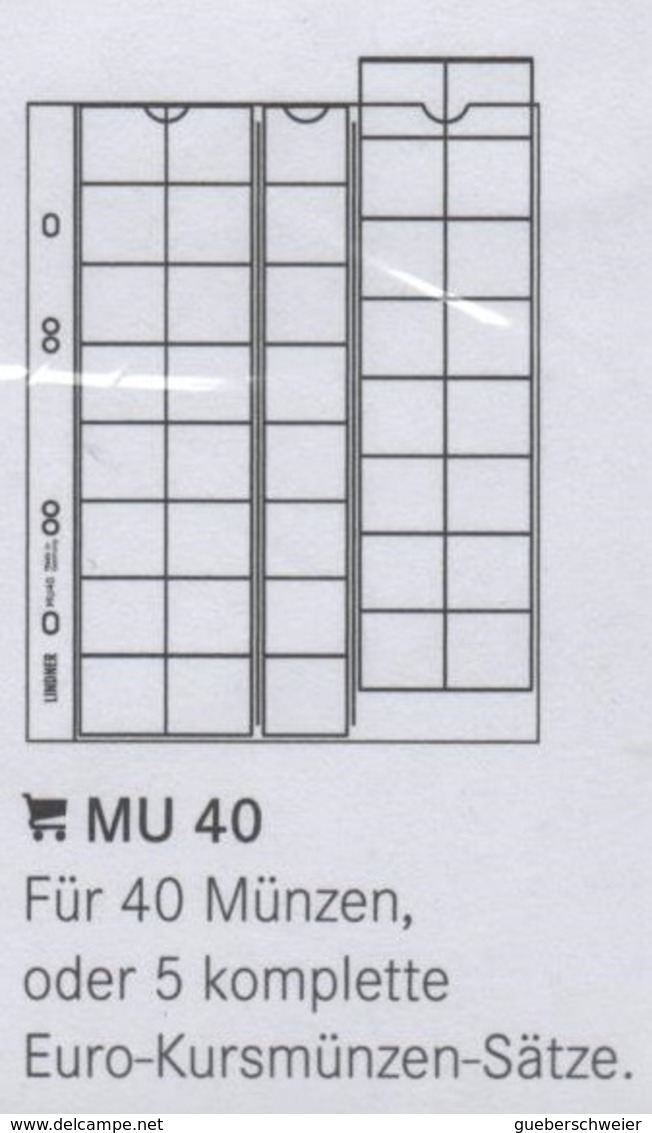 Paquet De 5 Feuilles Transparentes Intercallaires Noirs Pour Monnaies Lindner MU40 Pour 40 Pièces  à   - 50 % - Matériel