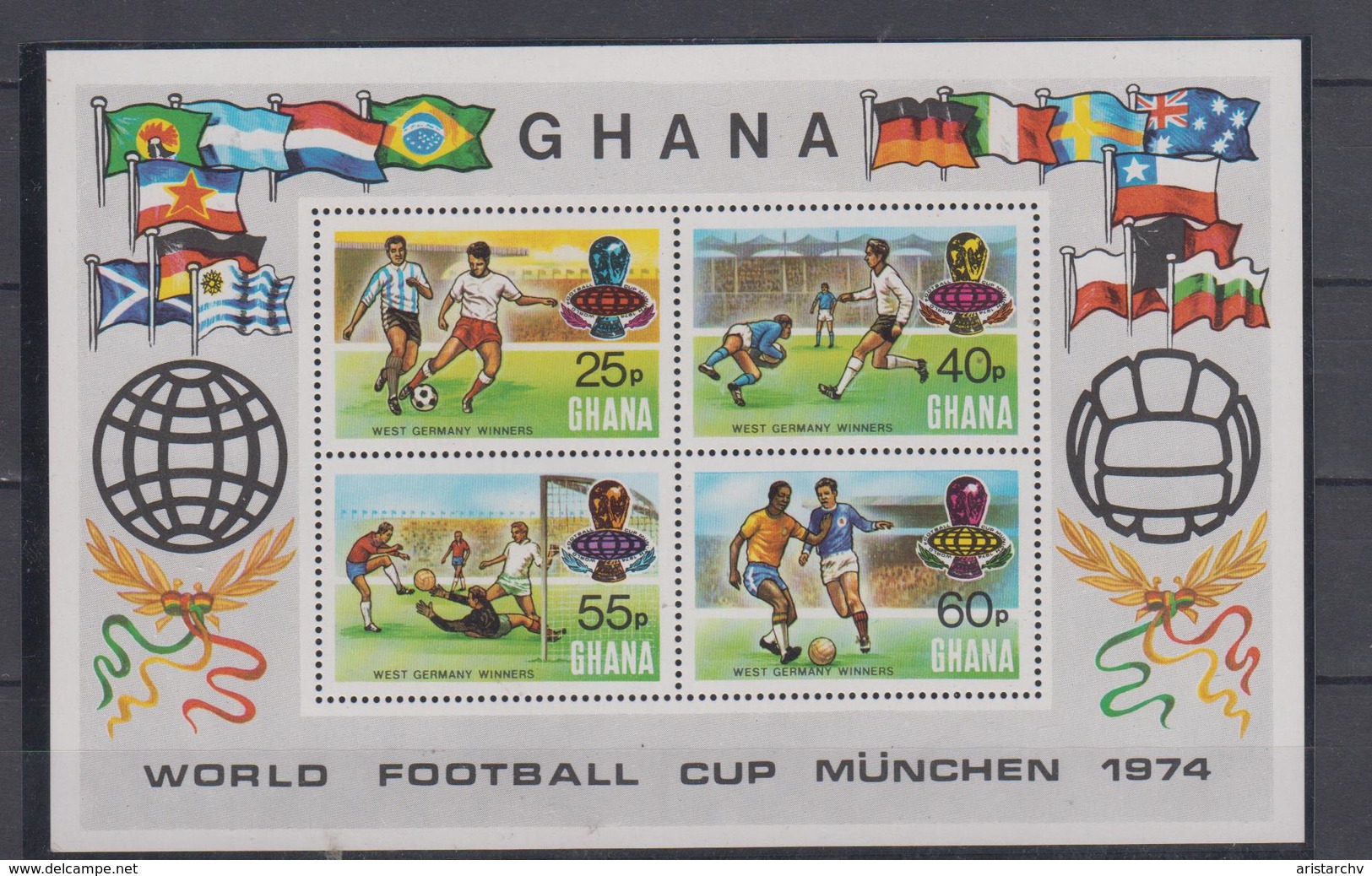 GHANA 1974 FOOTBALL WORLD CUP OVERPRINT S/SHEETS AND STAMPS - 1974 – Germania Ovest