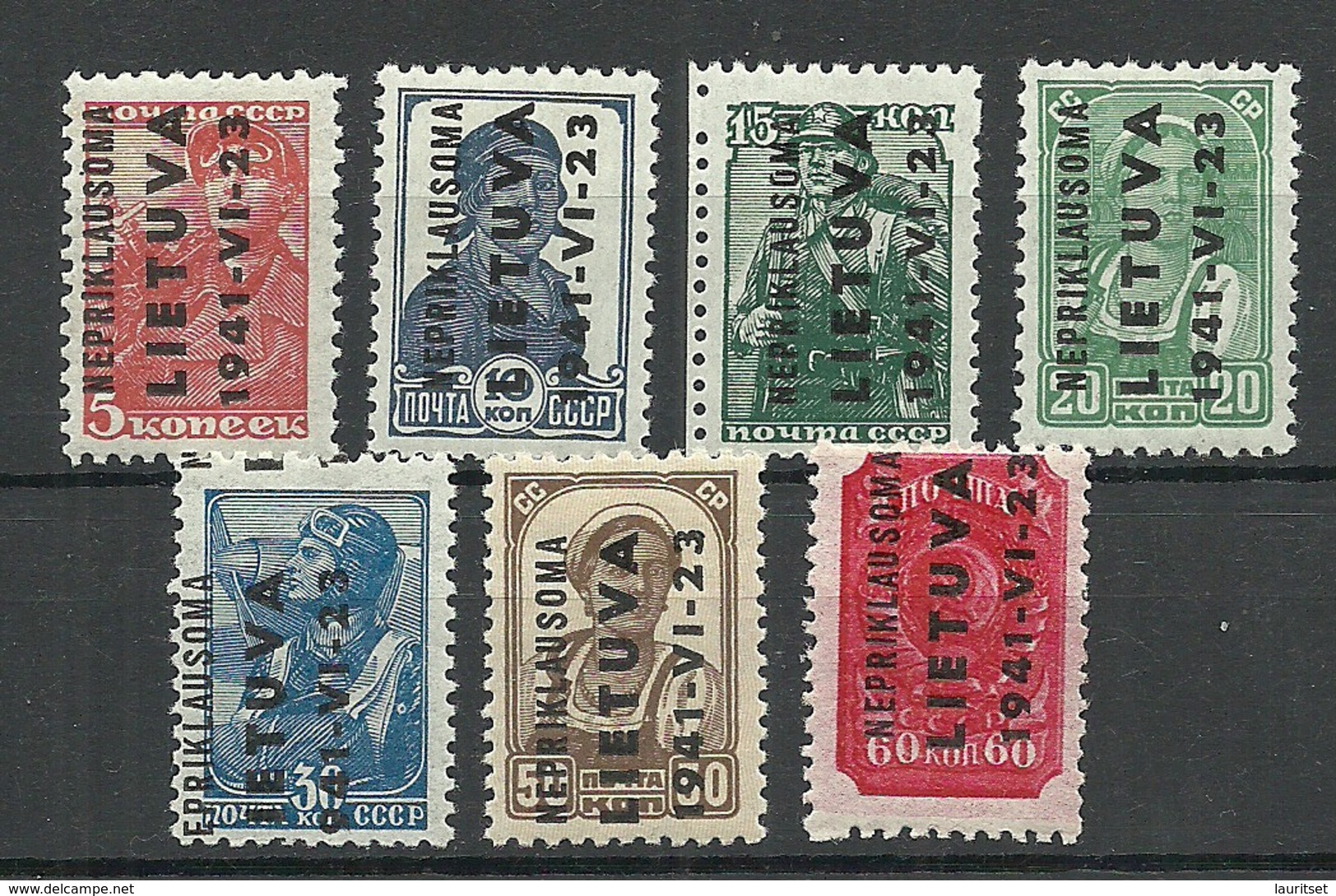 LITAUEN Lithuania 1941 German Occupation NEPRIKLAUSOMA Michel 2 - 8 * - Occupation 1938-45