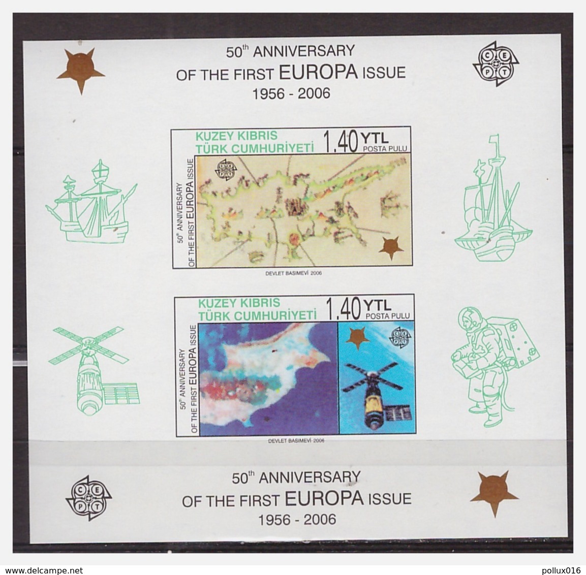 0919 Cyprus Turk 2006 50 Year Europe CEPT S/S MNH Imperf - 2006