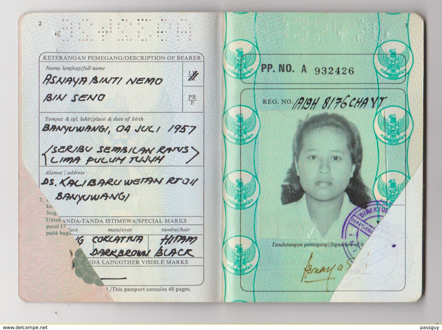 INDONESIA Passport  1987 INDONESIE Passeport– Reisepaß - Revenues - Documents Historiques