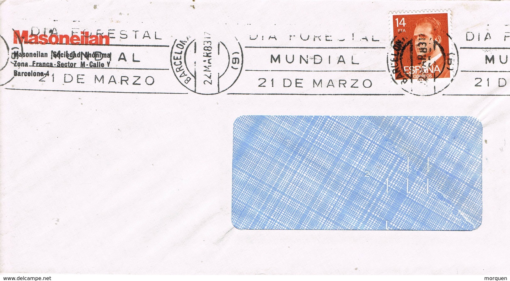 30466. Carta BARCELONA 1983. Rodillo Dia Mundial FORESTAL - Cartas & Documentos