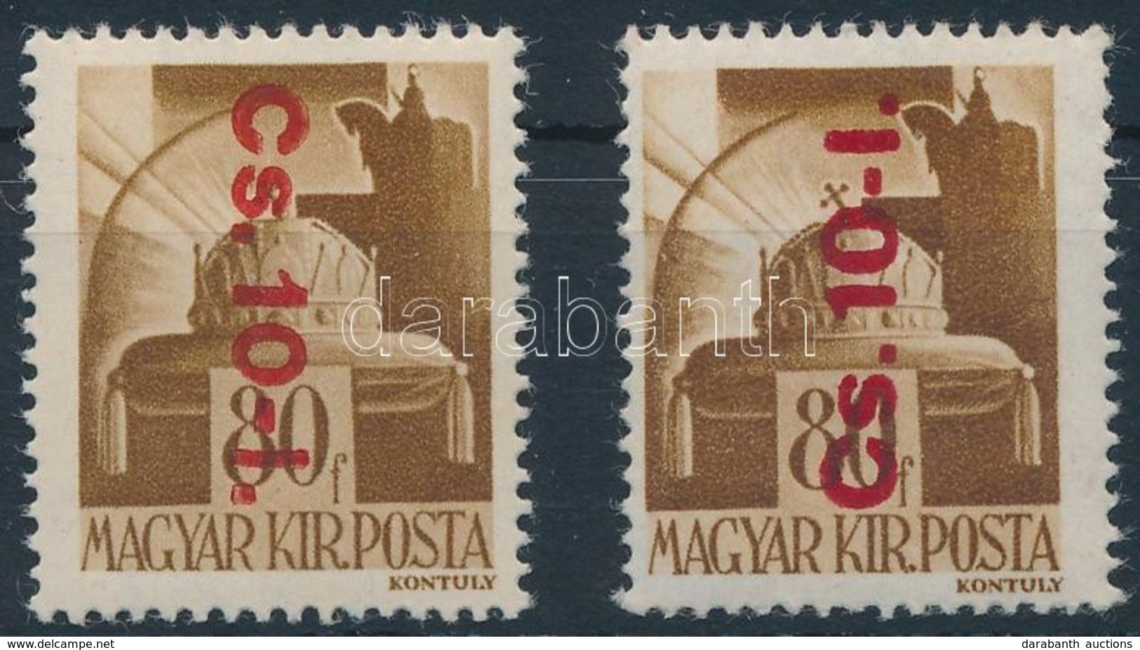 ** 1946 Betűs Cs. 10-I. Visszavont Csomagbélyeg Normál és Fordított Felülnyomással (44.000) - Andere & Zonder Classificatie