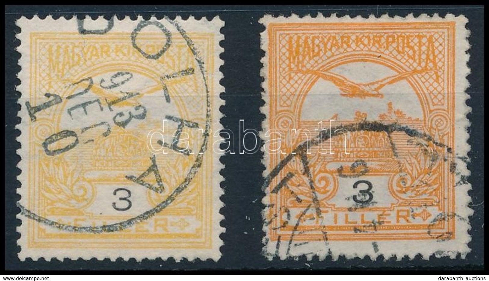 O 1913 Turul 3f Sárga (?) + Narancssárga Támpéldány - Altri & Non Classificati