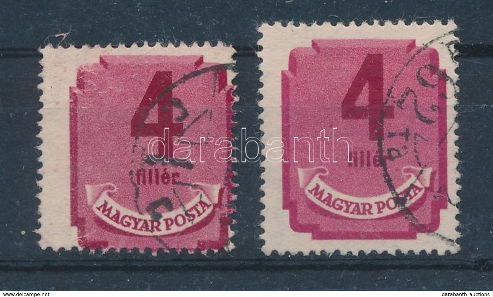 O 1946 Forint-fillér Portó 4f Erősen Elfogazva + Támpéldány, Mindkettőn Eltolódott értékjelzés - Autres & Non Classés