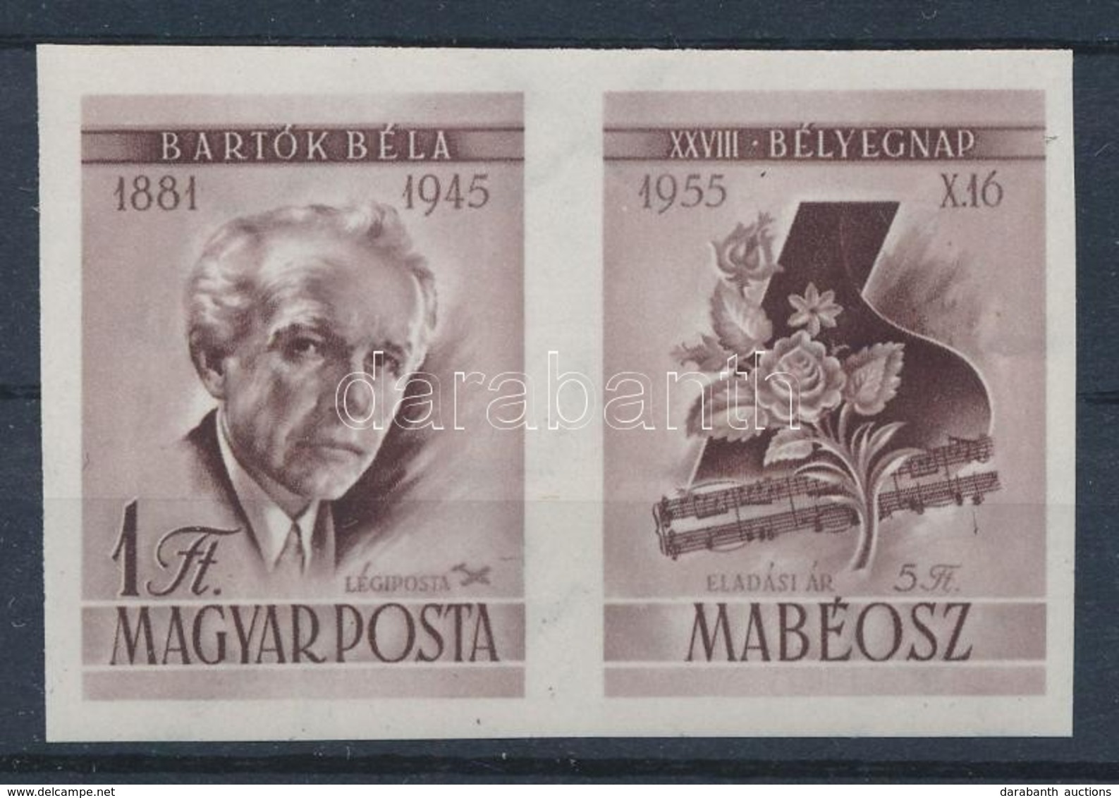 ** 1955 Bartók Jobb Szelvényes Bélyeg, Vágott (10.000) - Other & Unclassified