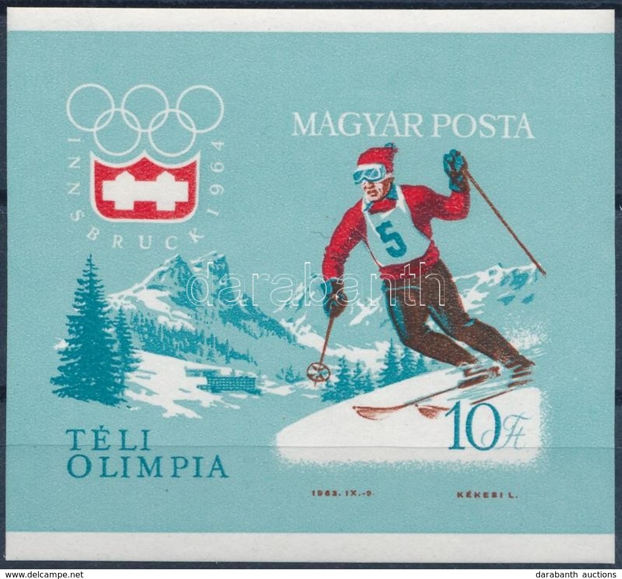 ** 1964 Téli Olimpia (II.) - Innsbruck Vágott Blokk (6.000) - Altri & Non Classificati