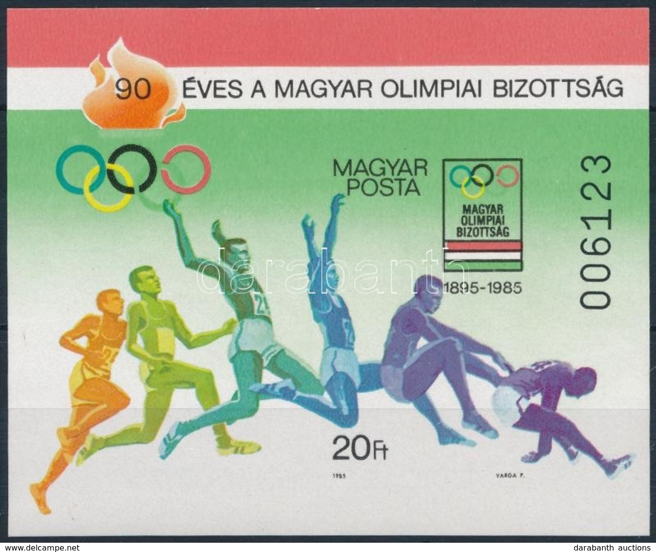 ** 1985 90 éves A Magyar Olimpiai Bizottság Vágott Blokk (4.000) - Otros & Sin Clasificación