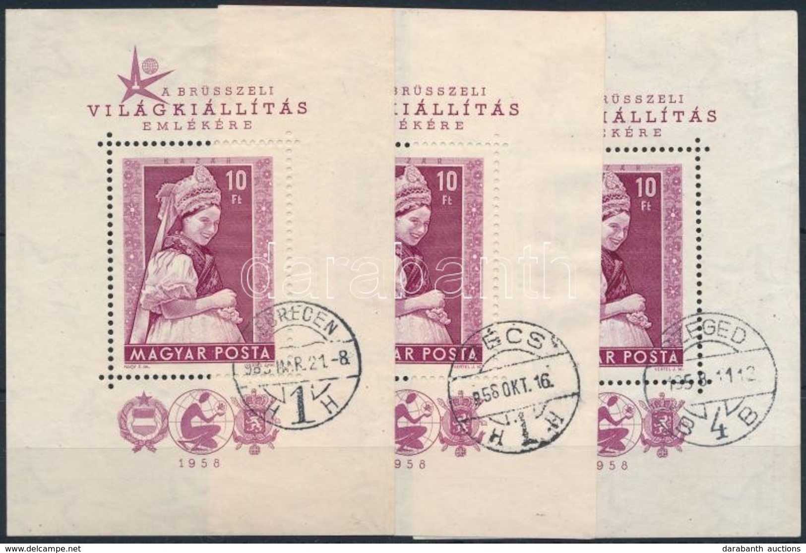 O 1958 Brüsszeli Világkiállítás 3 Db Blokk (15.000) - Altri & Non Classificati