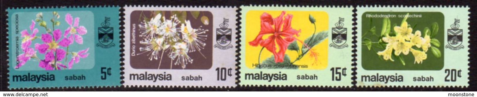 Malaysia Sabah 1983-5 Flowers Set Of 4, No Watermark, MNH, SG 454/7a - Malaysia (1964-...)