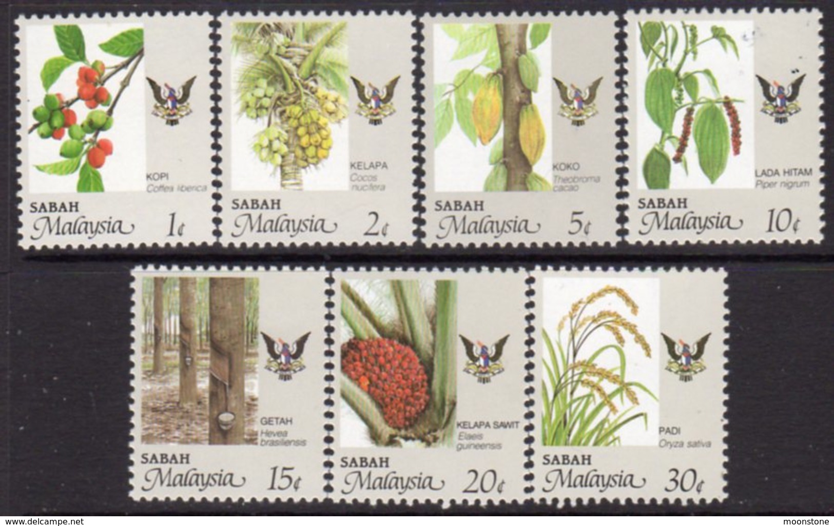 Malaysia Sabah 1986-98 Agricultural Produce Set Of 7, MNH, SG 459/65 - Malaysia (1964-...)