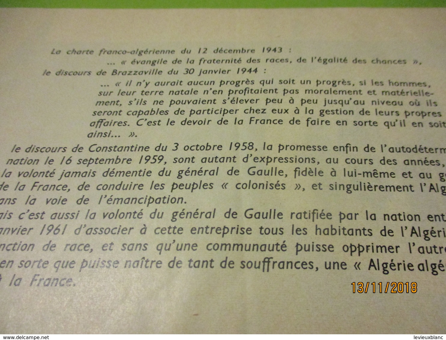 Guerre D'Algérie/ Fascicule " ALGERIE 1961"/ L’après Référendum D'autodétermination Du 8 Janvier 61/ 1961  VPN165 - Documents