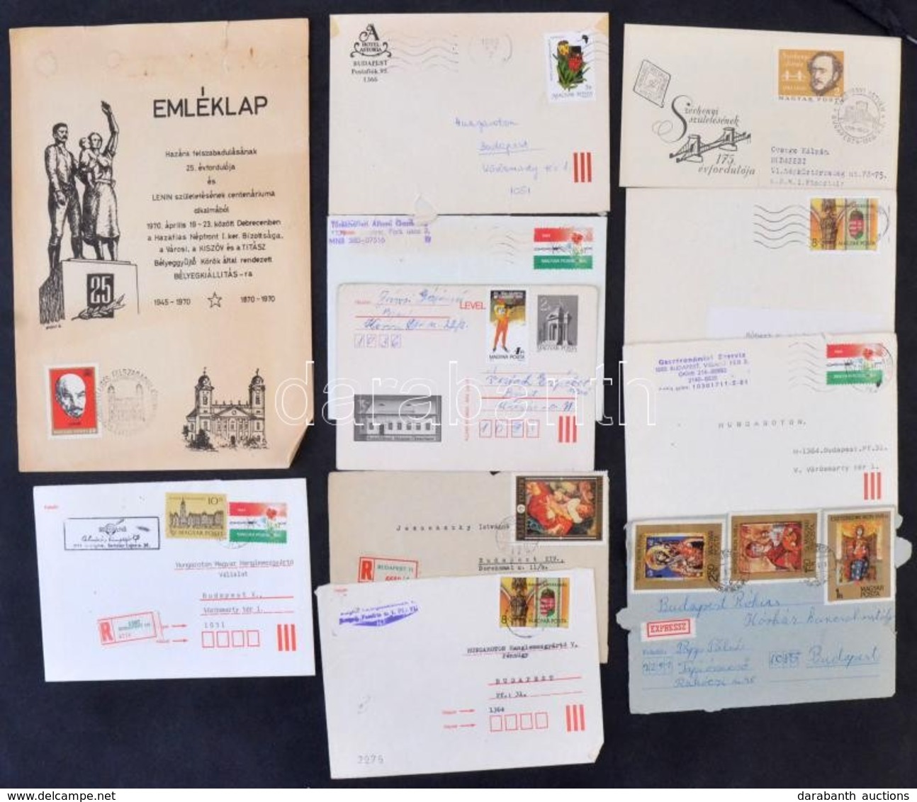 Nagy Banános Karton Tele FDC-kkel, Díjjegyesekkel, Emléklapokkal, Benne Kevés Köznapi Küldemény Is - Used Stamps