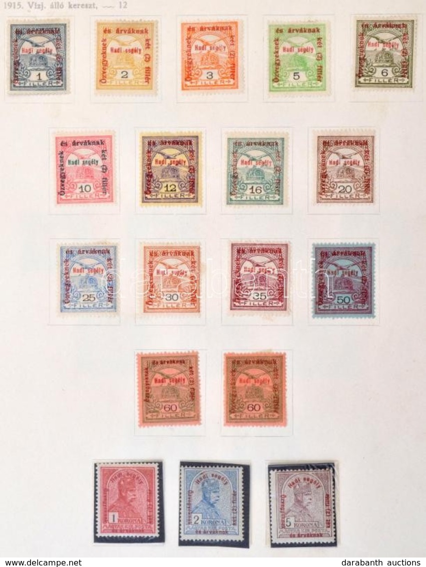 * O Régi Nagyalakú Kb 80 Lapos Albumban Magyar Gyűjtemény, 1908-tól Turul, Jó Portó és Hivatalos Sorok + 3 Db Blokk (csa - Used Stamps