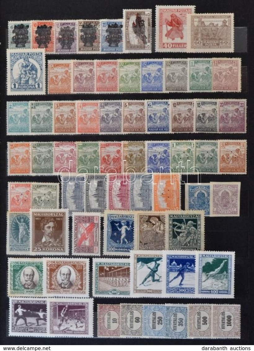 ** Szépen Rendezett Magyar Gyűjtemény 1913-1949 Benne Portó, Hivatalos és Hármas Lyukasztásos Bélyegek, Teljes Sorok, 8  - Used Stamps