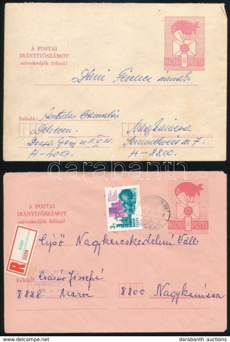 100 Db 1Ft 'HOLLÓ' ábrájú Futott Díjjegyes Boríték, Közte Sok Ajánlott (30 éve érintetlen Anyag) - Used Stamps