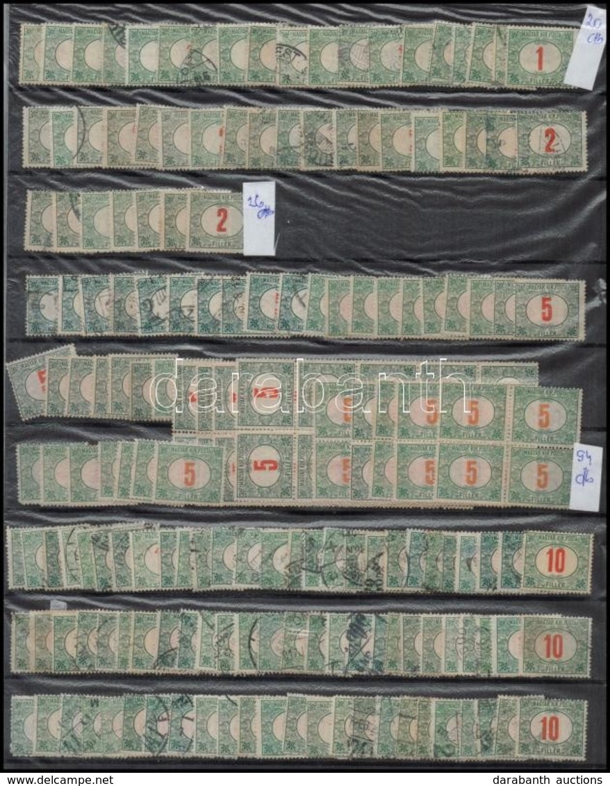 * O 2500 Db Portóbélyeg 1915-1931 + 1951 Kisegítő Portó 5 Db A/4-es Fekete Berakólapon, Fehér Dossziéban (200.000) - Used Stamps