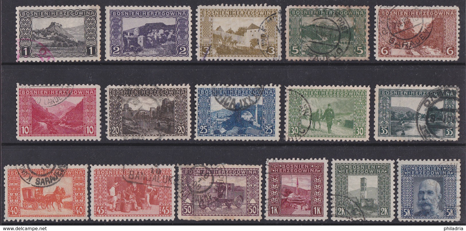Bosnia, Landscapes, Complete Set, Used, Perforation 9 1/4, Few Stamps Some Shorter Perfs, See Picture - Bosnien-Herzegowina