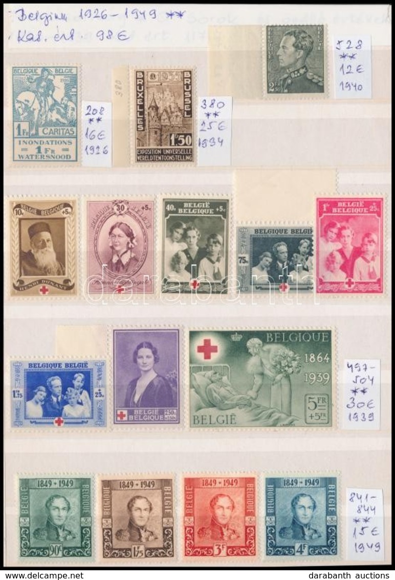 ** Belgium 1926-1949 15 Db Klf Bélyeg Közepes Berakólapon (Mi EUR 98,-) - Other & Unclassified