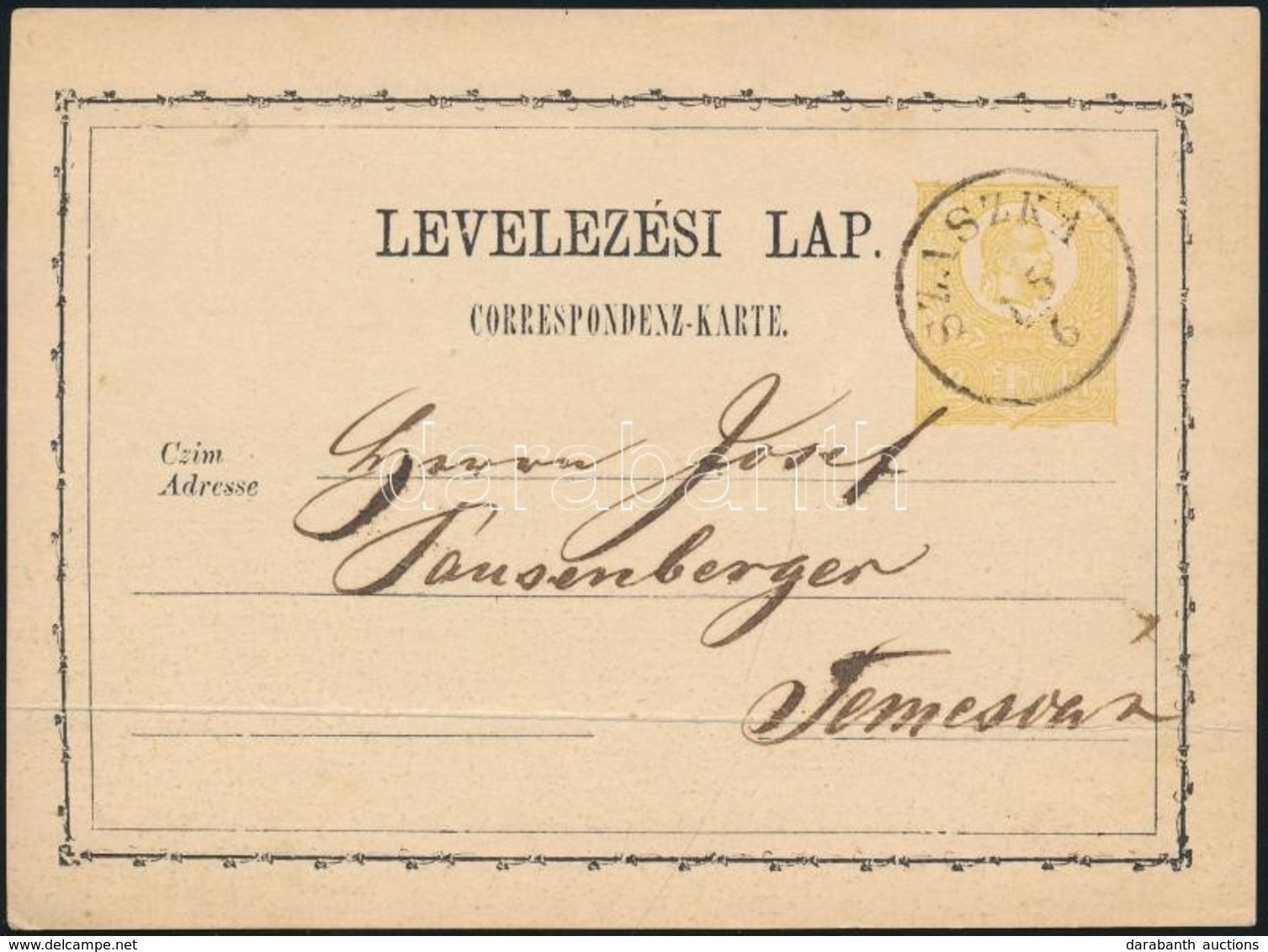 1871 2kr Díjjegyes Levelezőlap / PS-card 'SZASZKA' - Temesvár - Otros & Sin Clasificación