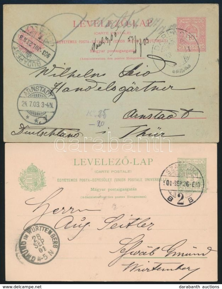 1901-1903 2 Db UPU Levelezőlap Németországba - Other & Unclassified