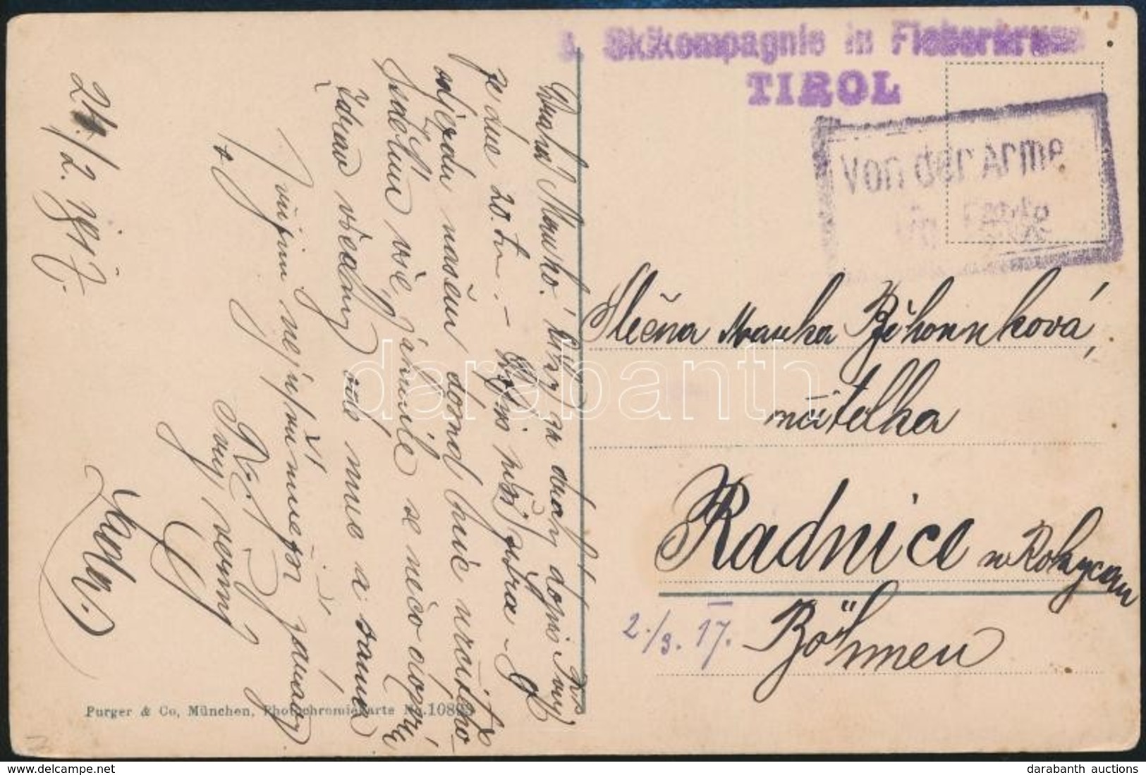 1917 Tábori Posta Képeslap Tirolból / Field Postcard From Tirol 'Skikompagnie ...' - Otros & Sin Clasificación