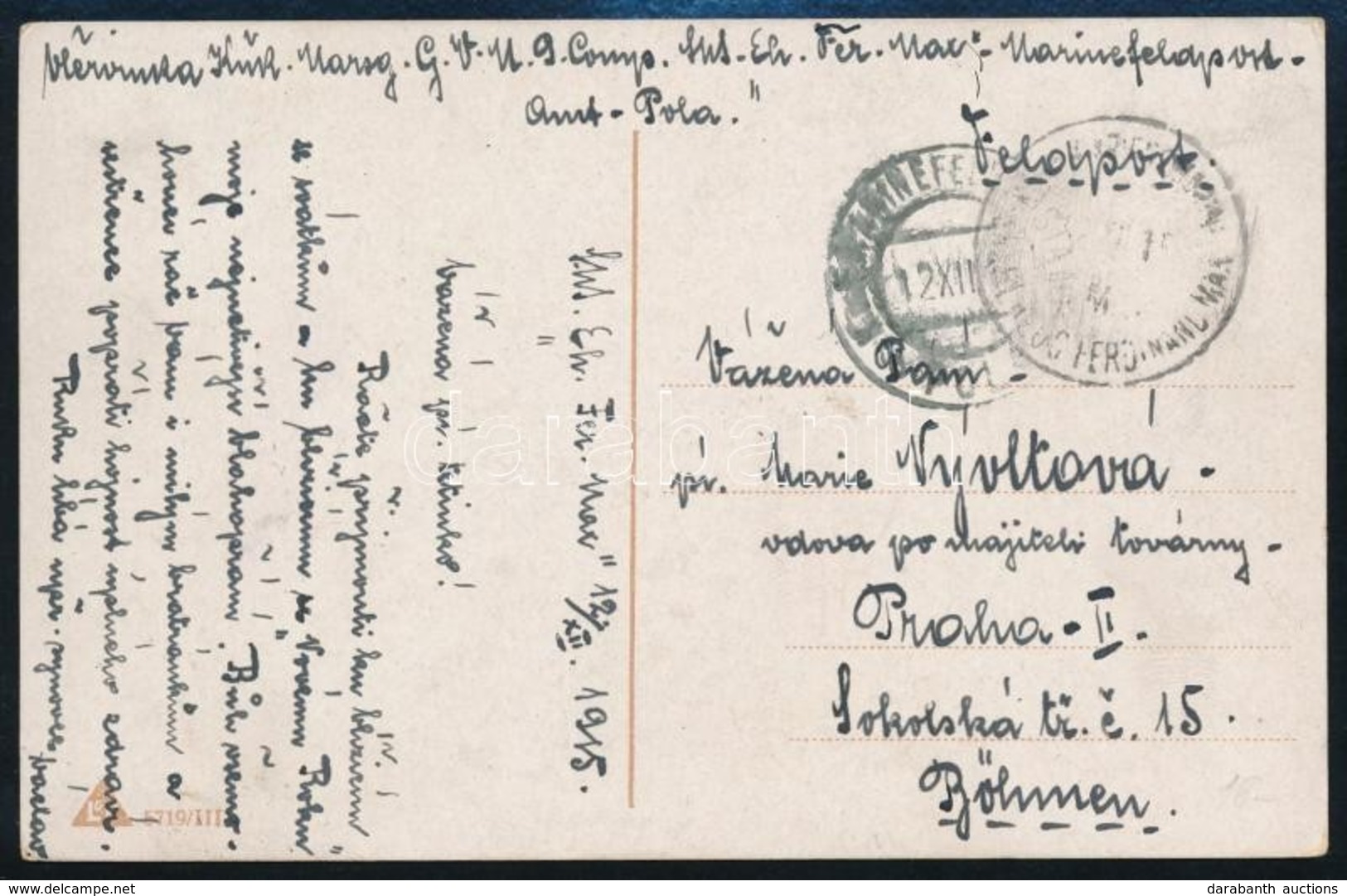 1915 Képeslap 'K. Und K. KRIEGSMARINE / S.M.S. ERZHERZOG FERDINAND MAX' - Altri & Non Classificati