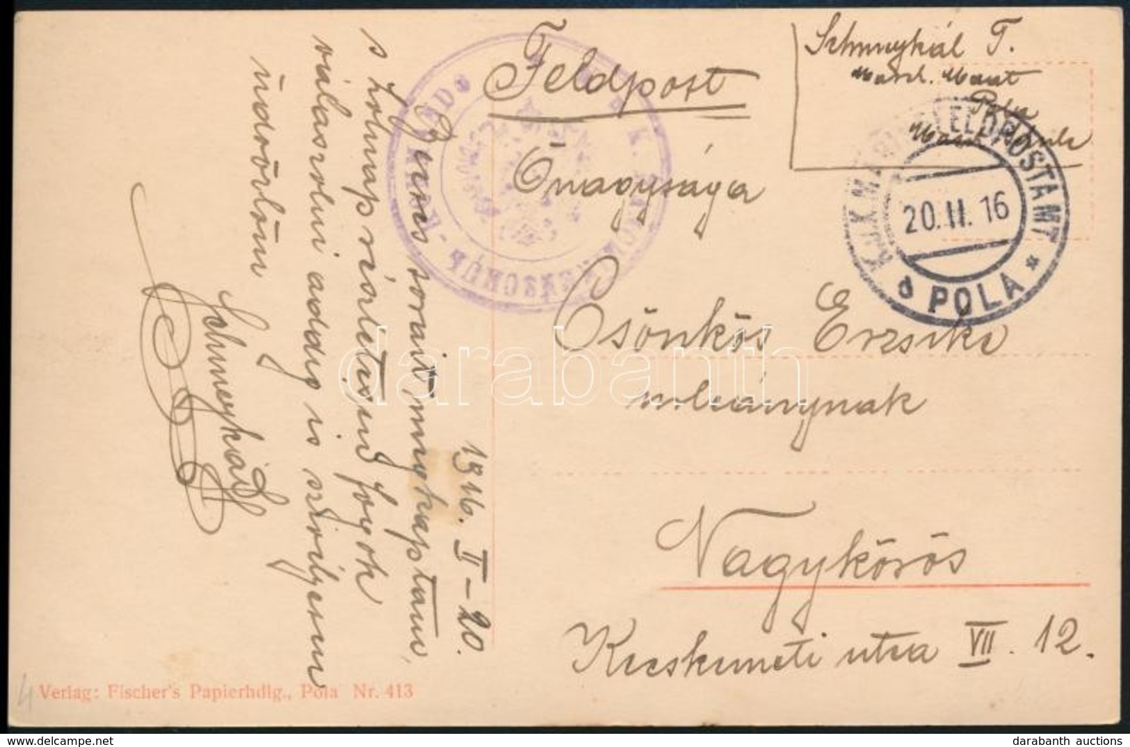 1916 Képeslap / Postcard 'K.u.k. MASCHINENSCHUL-KOMMANDO' + 'MFP POLA D' - Sonstige & Ohne Zuordnung