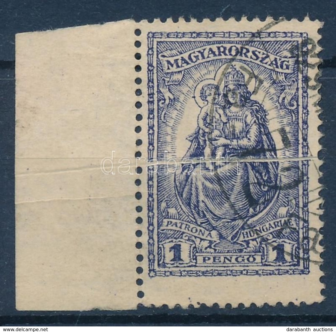 O 1926 Keskeny Madonna 1P Papírráncos ívszéli Bélyeg - Altri & Non Classificati