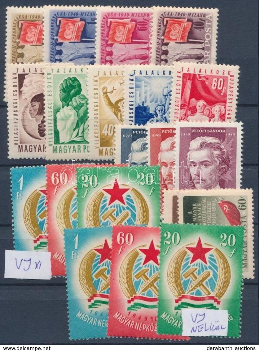 ** 1949 Szakszervezet (III.) + VIT (I.) + Petőfi Sándor (II.) + Alkotmány A + B + Tanácsköztársaság 1-1 Sor (7.900) - Sonstige & Ohne Zuordnung