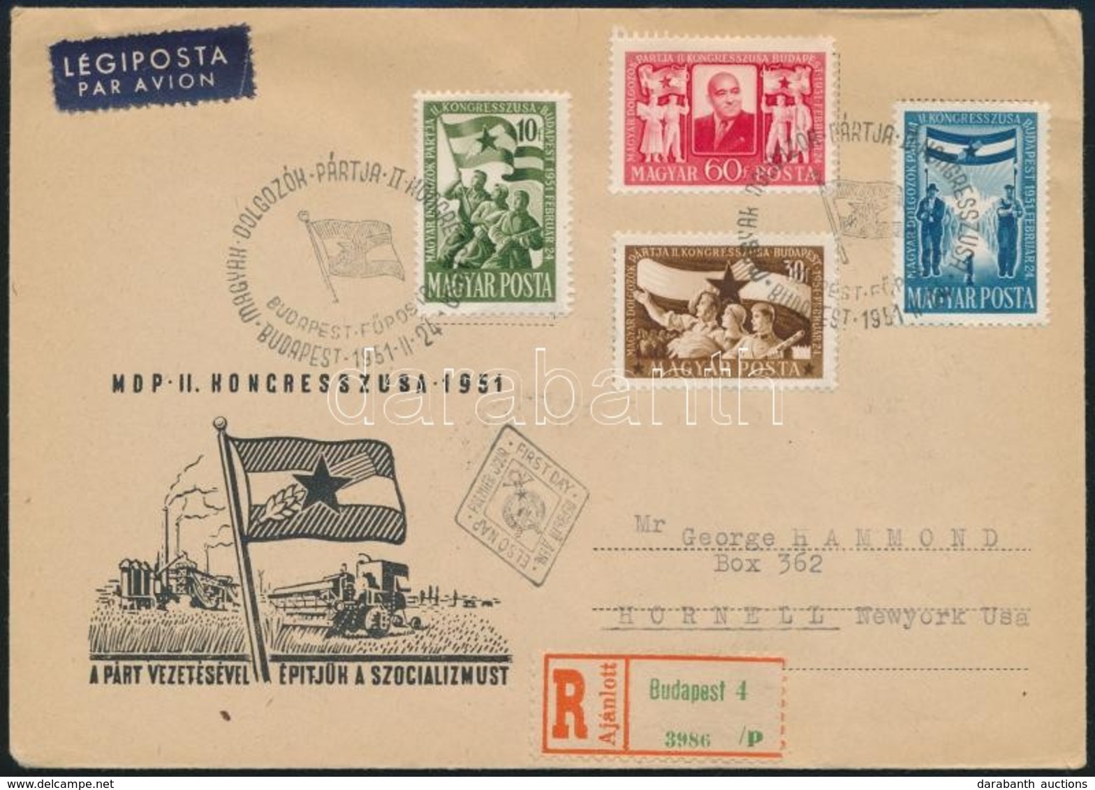 1951 MDP Kongresszus (I.) Sor Légi Ajánlott FDC-n - Autres & Non Classés