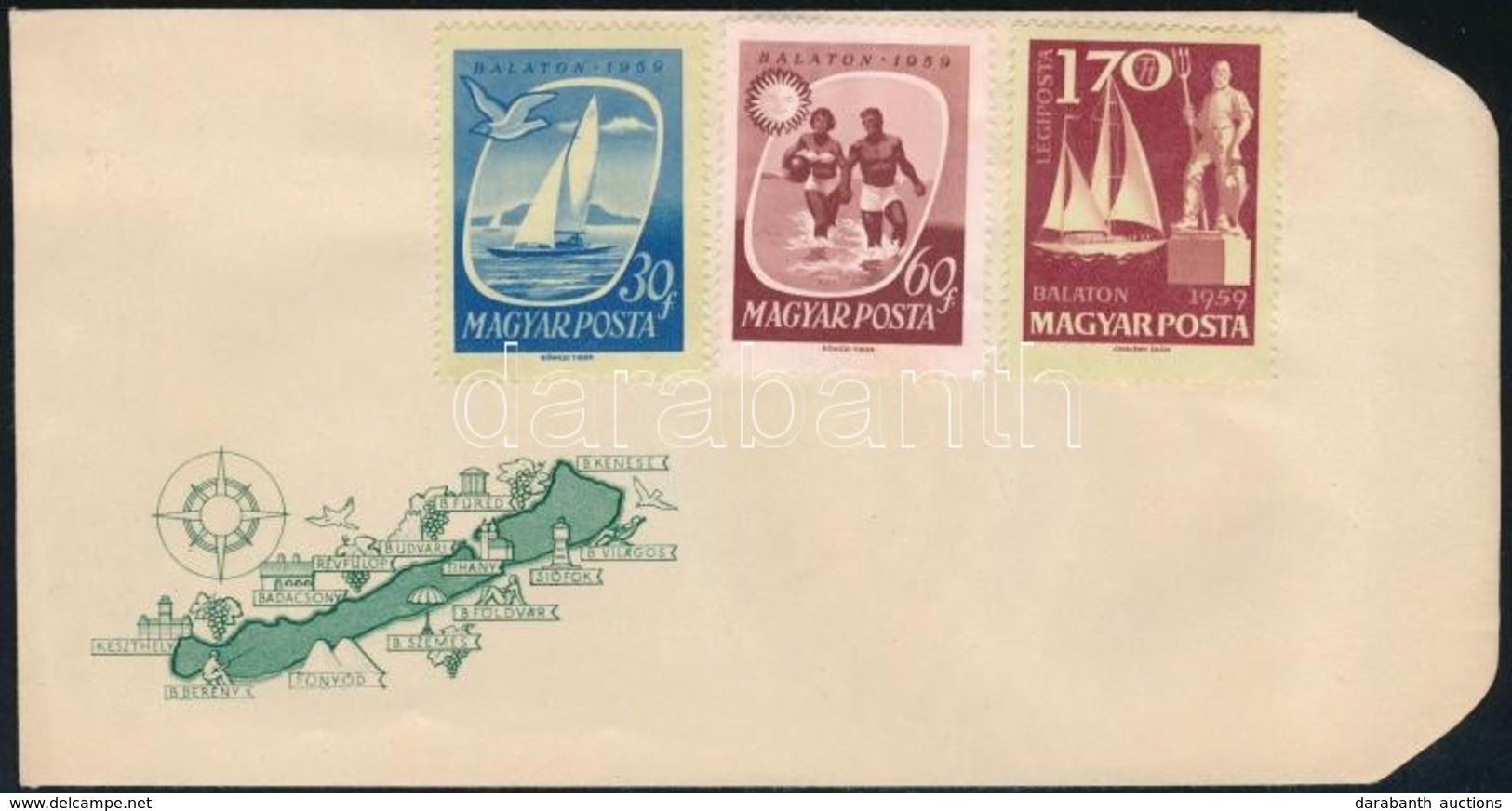 1959 Balaton 1,70Ft A Hal Hasán Folt, Bélyegzés Nélküli FDC-n - Altri & Non Classificati