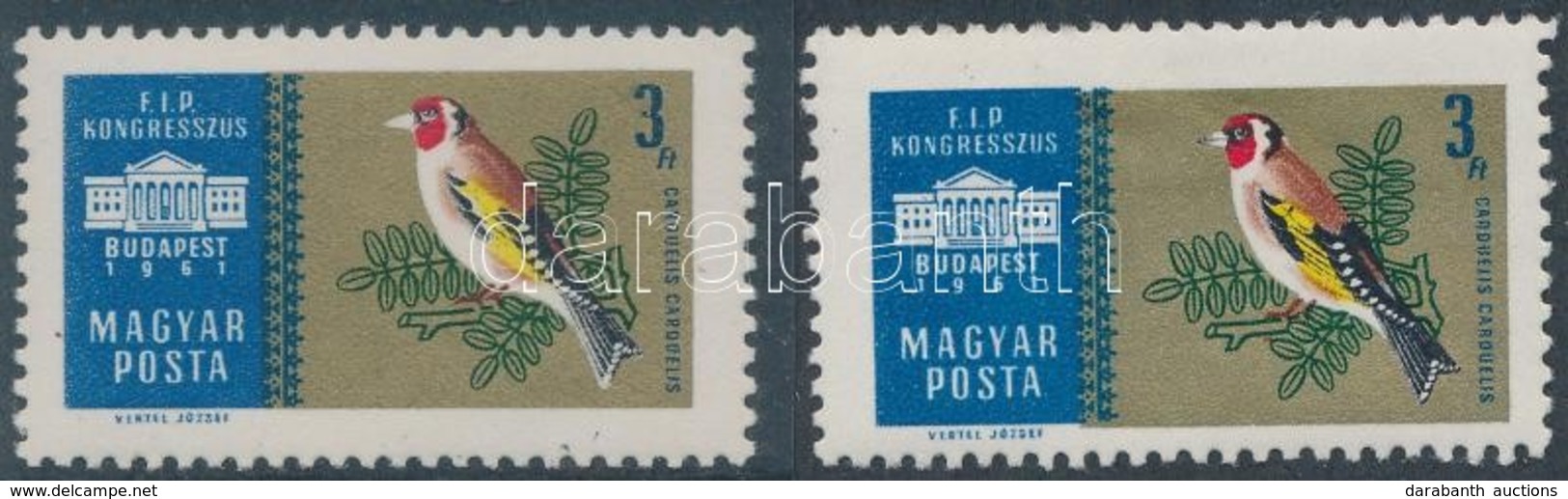 ** 1961 Nemzetközi Bélyegkiállítás 3Ft A Madár Csőre Feketenyomat Nélkül + Támpéldány - Other & Unclassified