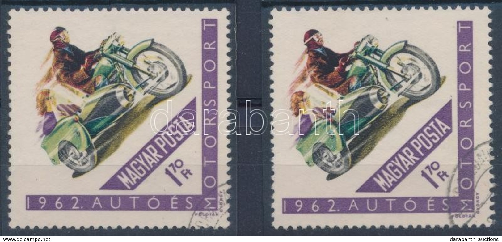 O 1962 Autó- és Motorsport 1 Ft, A Motoros Feje Színeltolódás Miatt Deformált - Autres & Non Classés