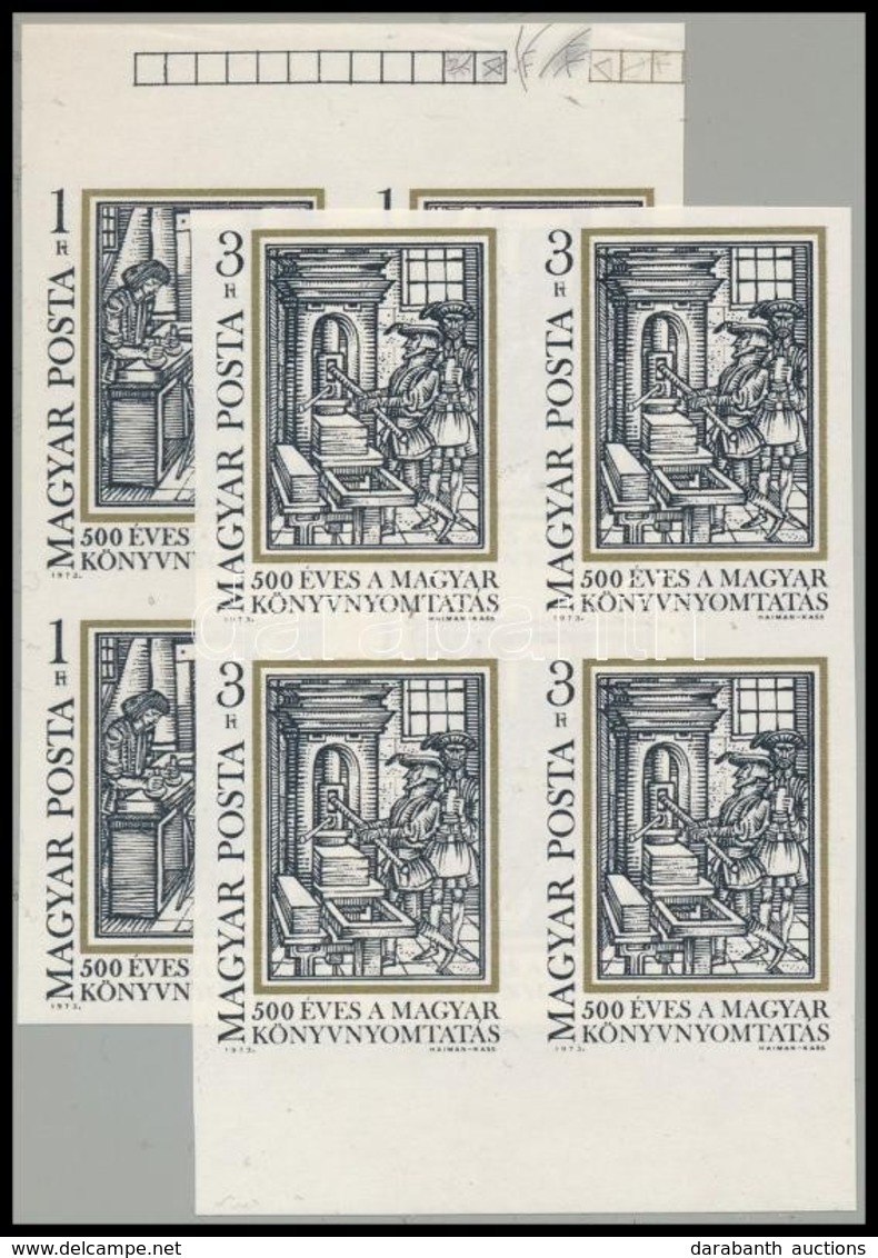 ** 1973 500 éves A Magyar Könyvnyomtatás ívszéli Vágott Négyestömb Sor (8.800) - Sonstige & Ohne Zuordnung