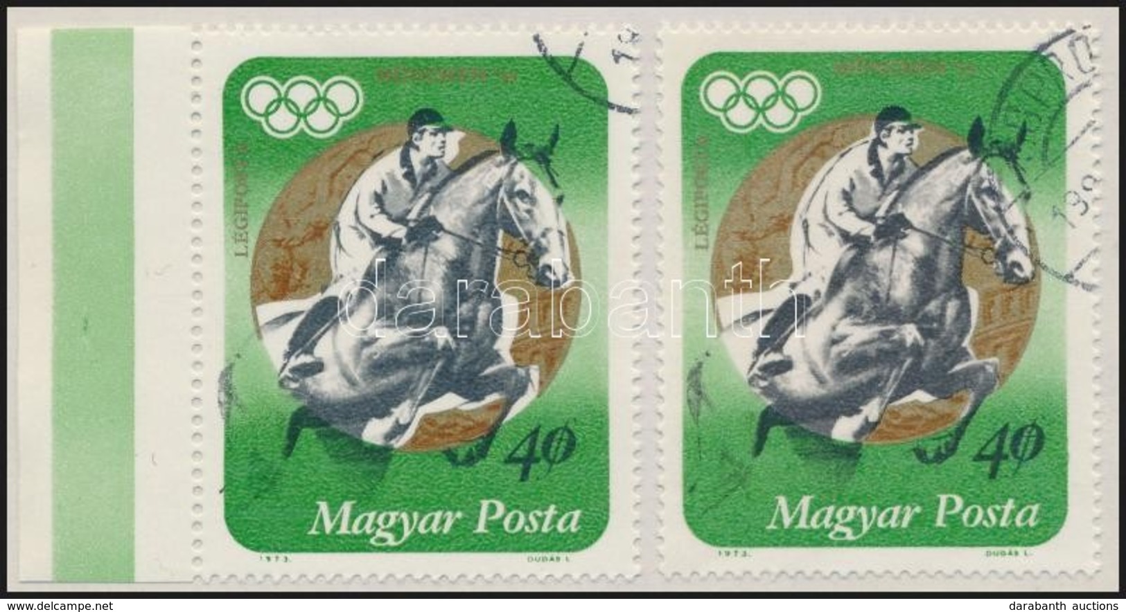 O 1973 Olimpiai érmesek 40f A Szürke Szín (ló és Lovas) Eltolódásával + Támpéldány - Altri & Non Classificati