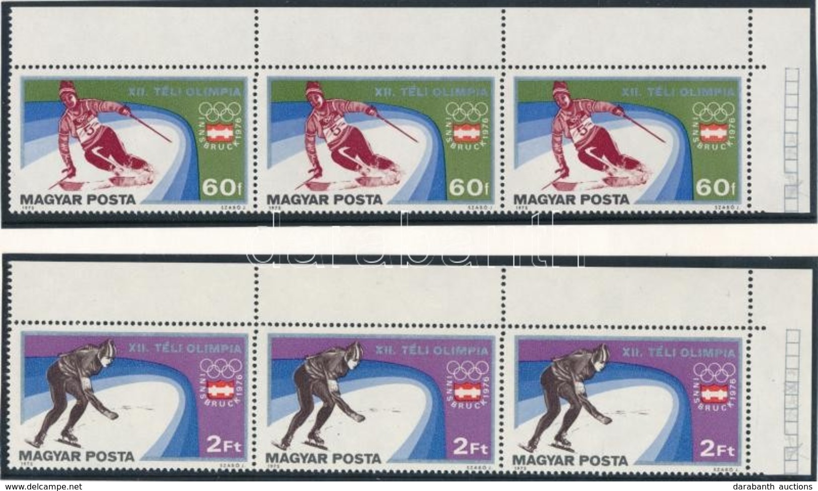 ** 1975 Olimpia 60f, 2Ft ívsarki Hármascsíkok Fogazás Elcsúszással - Altri & Non Classificati