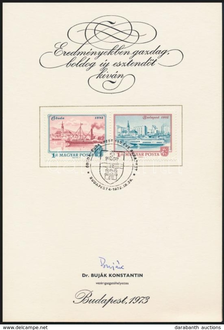 1972 Óbuda-Buda-Pest 1Ft Pár Emléklapon Dr Buják Konstantin, A Magyar Posta Vezérigazgató Helyettesének Aláírásával - Altri & Non Classificati