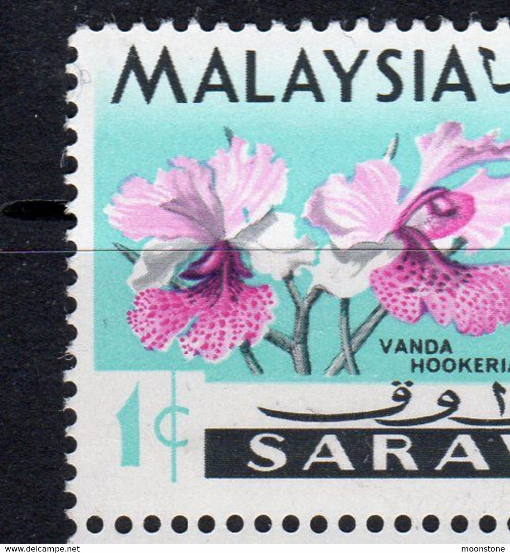 Malaysia Sarawak 1965 Orchids 1c Block Of 4, 'Caterpillar Flaw', (top Left), MNH, SG 212 - Malaysia (1964-...)