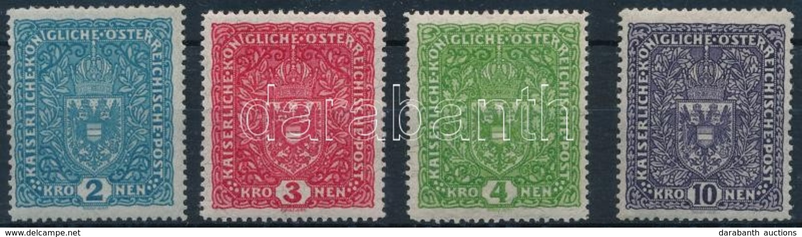 * 1916-1917 4 Klf Címer Bélyeg Mi 203 Ib, 208 IA, 209 IIA, 210 IIA - Sonstige & Ohne Zuordnung